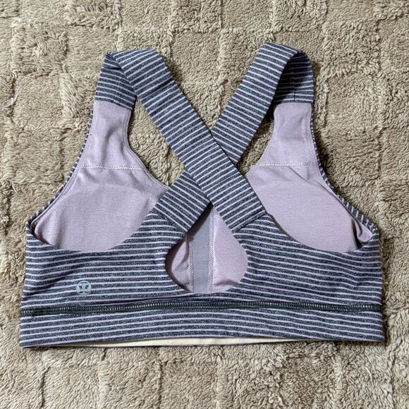 Lululemon All Sport Sport Yoga Athleisure Bra Hyper Stripe Mauvelous Grey 6 - Picture 3 of 7